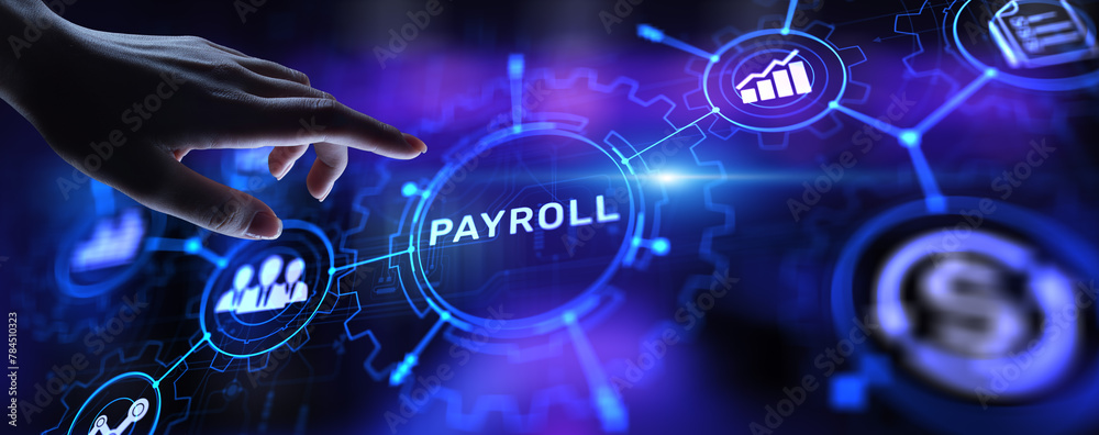 Naklejka premium Payroll Business finance concept on virtual screen.