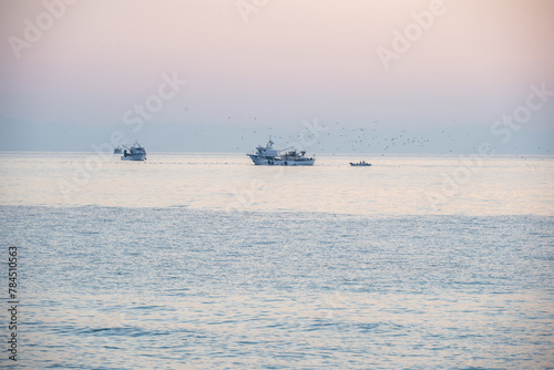 Fishing boat at sunset