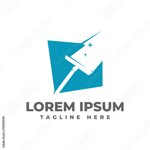 Cleaning Service with Glass Cleaner Logo Vector Icon Illustration
