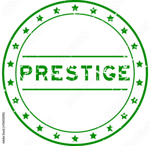 Grunge black prestige word round rubber seal stamp on white background