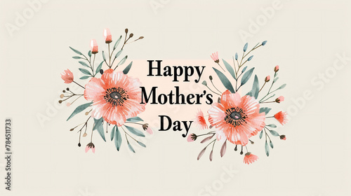 happy mother day card with flowers decoration for Mother's day or sale shopping special offer banner. Best Mom ever greeting card photo
