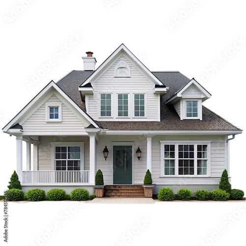 House with a garden isolated on transparent background