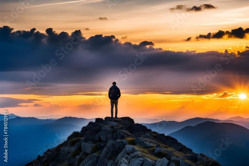 person standing on top of a mountain © RORON