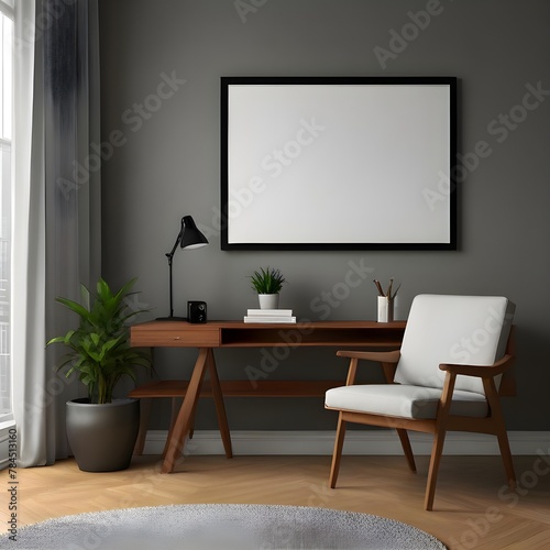 Business Room, white Wall Frame Mockup, Paper Size Mockup, Modern Home Design Interior, 3D Render © Niklas