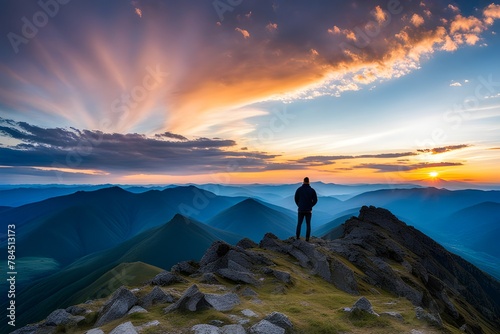 person standing on top of a mountain