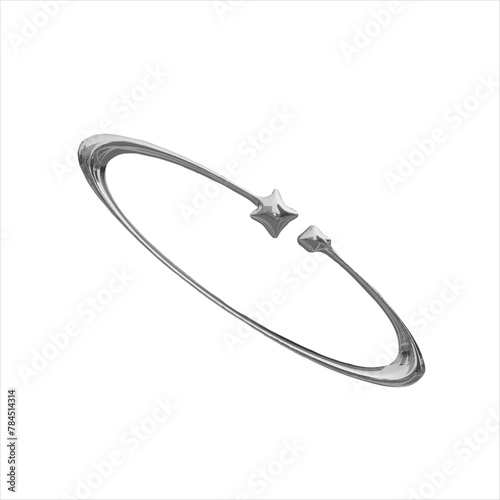 realistic 3D metal shape in y2k style on transparent background