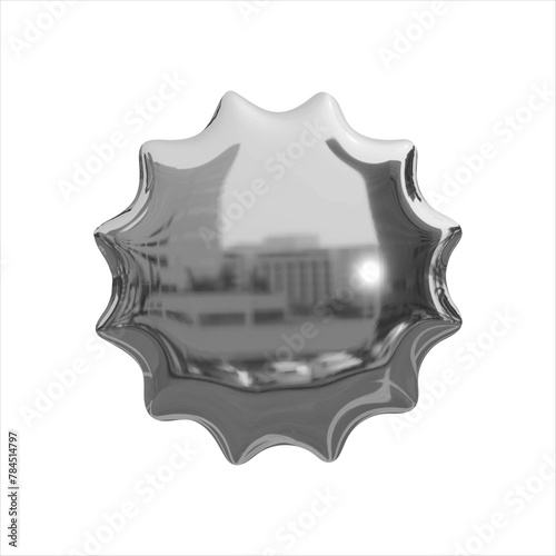 realistic 3D metal shape in y2k style on transparent background