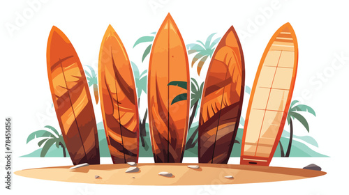 Surfboards on sand 3d vector illustration. Surfing © visual