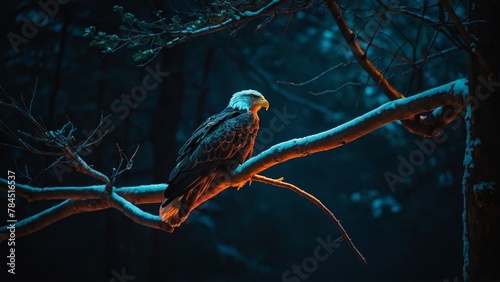 golden eagle on branch photo