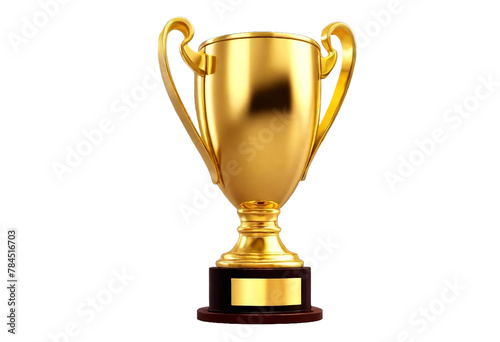 Winner golden trophy cup on transparent background. Triumph champions, celebration sports winner awards.