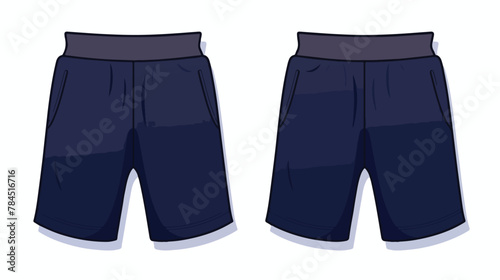 Sweatpants front and background view. Sports shorts. Navy