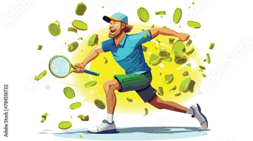 Swedish krona illustration as a tennis player  char