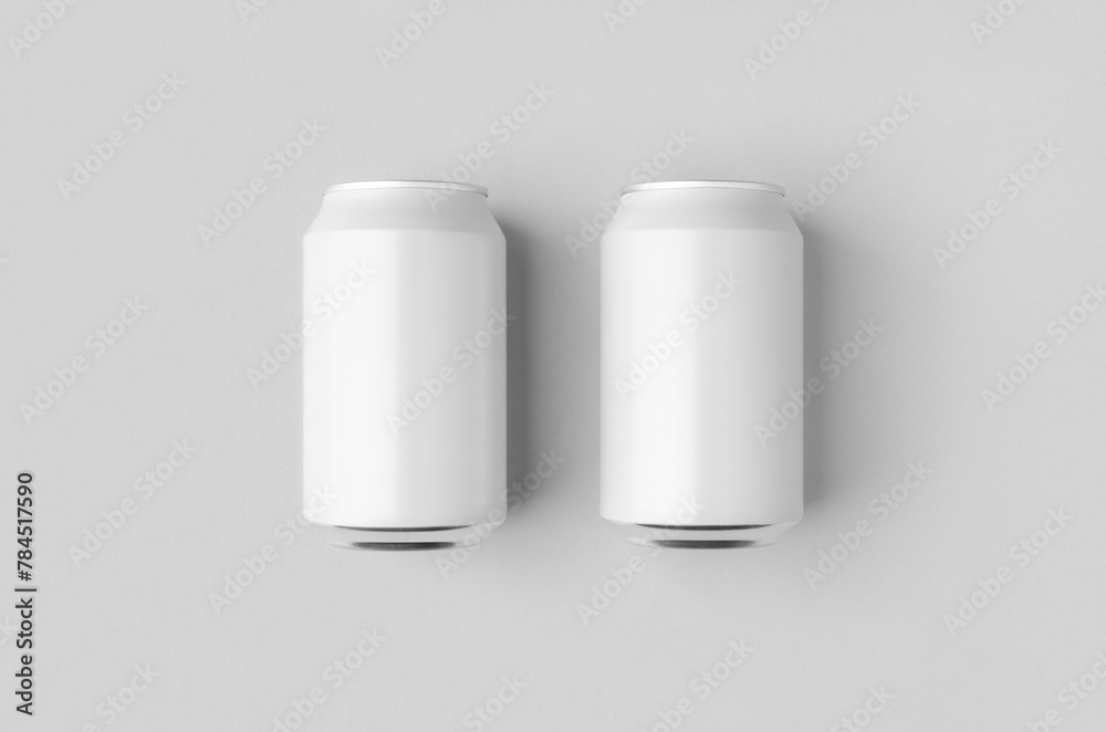 White small beer or soda aluminum can mockup. White small beer or soda aluminum can mockup.