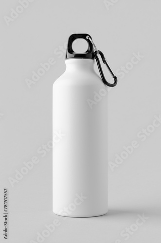 White reusable water bottle mockup. © Shablon