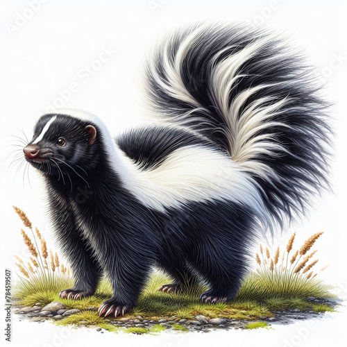 흰 배경, 스컹크 (white background, skunk)