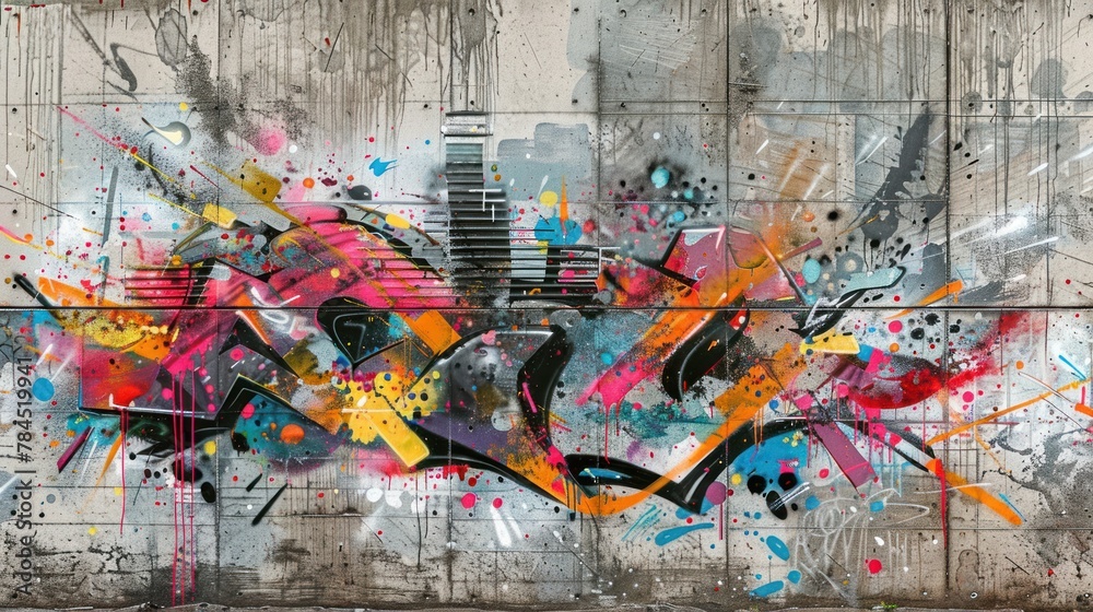 Fototapeta premium colorful abstract graffiti with building