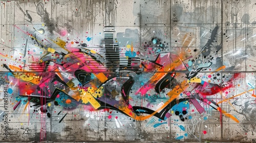 colorful abstract graffiti with building