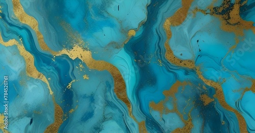 Turquoise - blue luxury marble background, abstract texture with gold flecks
