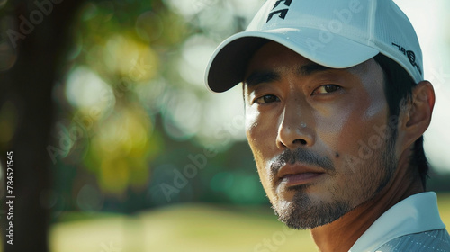 Focused Golfer at Sunset