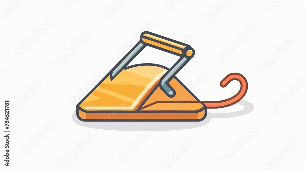 A mousetrap icon, isolated and styled like an emoji, conveys simplicity in design. A mousetrap icon, isolated and styled like an emoji, conveys simplicity in design.