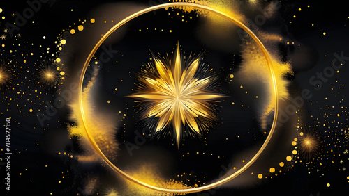 Exploding Yellow Circular Backgrounds on Black  Bursting Yellow Rounds in Black Background  Vibrant Yellow Burst Patterns on Black  Dynamic Yellow Explosions on Black Background Generative AI 