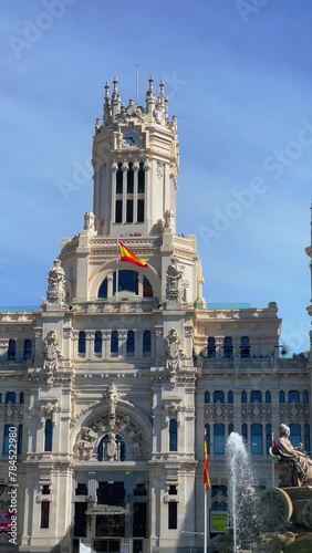 MADRID, SPAIN, April, 10, 2024, Cybele Palace City Hall building in town, High quality photo