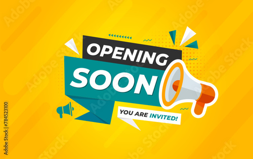 Grapnd opening Coming soon with megaphone design post sale banner template.
