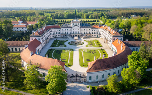 Esterhazy palace in the small town Fertod near Sopron. Beautiful tourist attraction in Hungary, Europe.