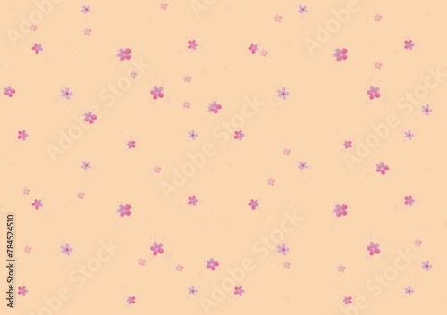 seamless pattern for wallpaper, wrapping paper, fabric, Charming hand-painted paintings with watercolor flowering on delicate peach background texture for textile prints, for designer, copy space