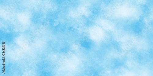 Watercolor illustration art marble painting abstract blue color texture, Bright painted sky blue watercolor background, Abstract blue sky with clouds, Abstract shinny Summer seasonal natural sky.