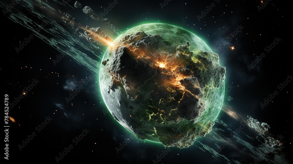 A Rogue Asteroid Collides for Massive Destruction