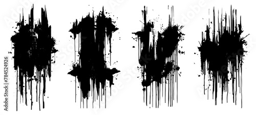 Set of 4 vector dripping ink graffiti paint splatters