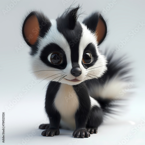 A cute and happy baby skunk 3d illustration