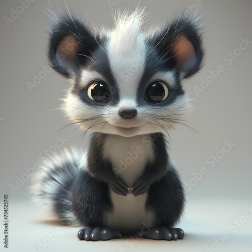 A cute and happy baby skunk 3d illustration