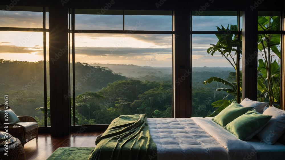 bedroom interior with jungle