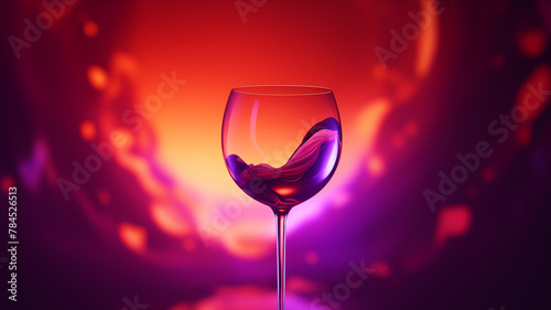 A beautiful crystal red wine glass 3D scene material 