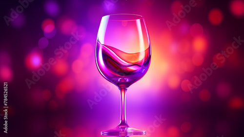 A beautiful crystal red wine glass 3D scene material 