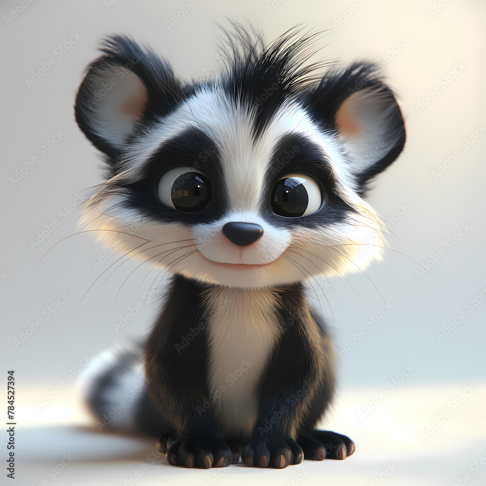 A cute and happy baby skunk 3d illustration A cute and happy baby skunk 3d illustration