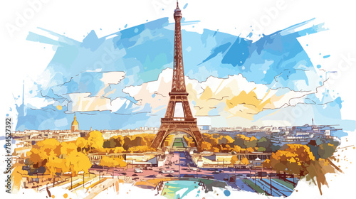 The Eiffel Tower is a wrought iron lattice tower on