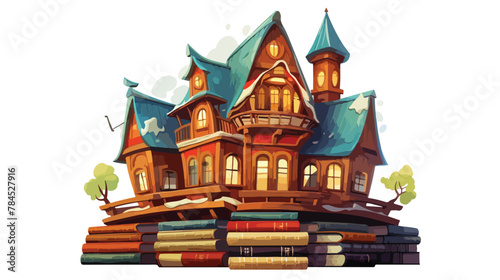 The house consisting of books isolated on a white background