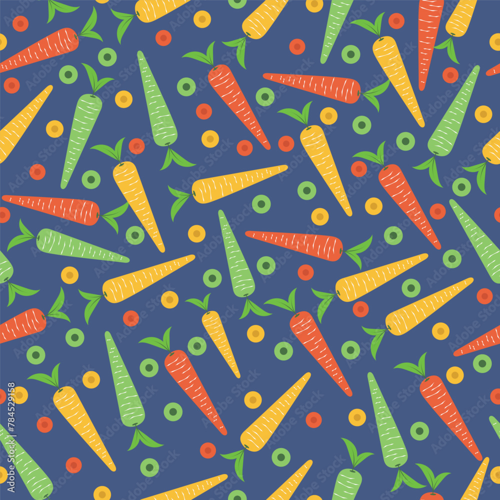 carrot seamless pattern in flat vector	