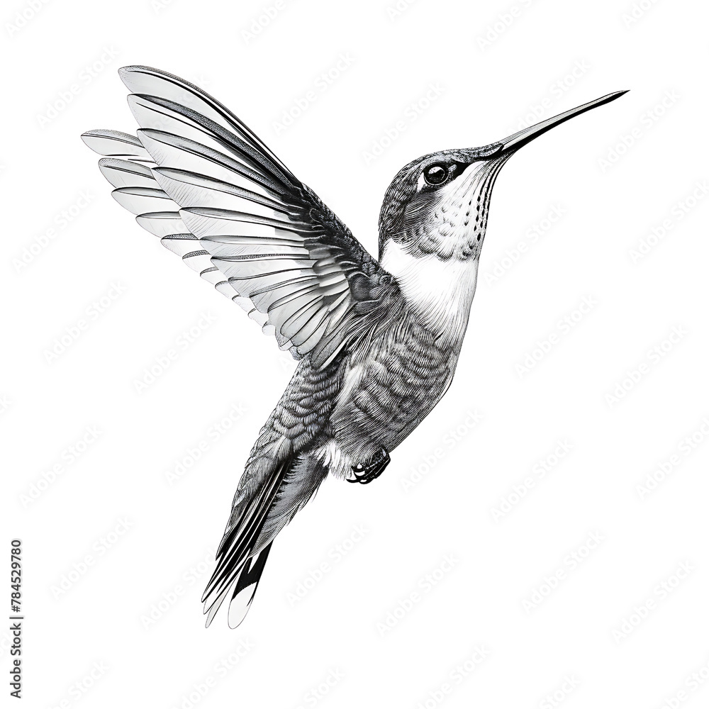 Fototapeta premium Dramatic Light Hummingbird Hyperrealistic Drawing