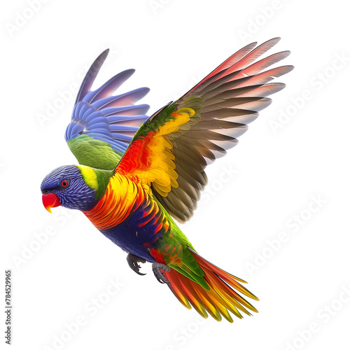 Flying Lorikeet Illustration on White