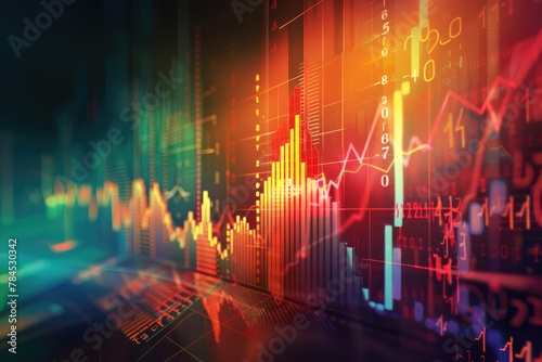 Illustration of an abstract background with a business digital graph chart, symbolizing stock trade market and growth investment. 