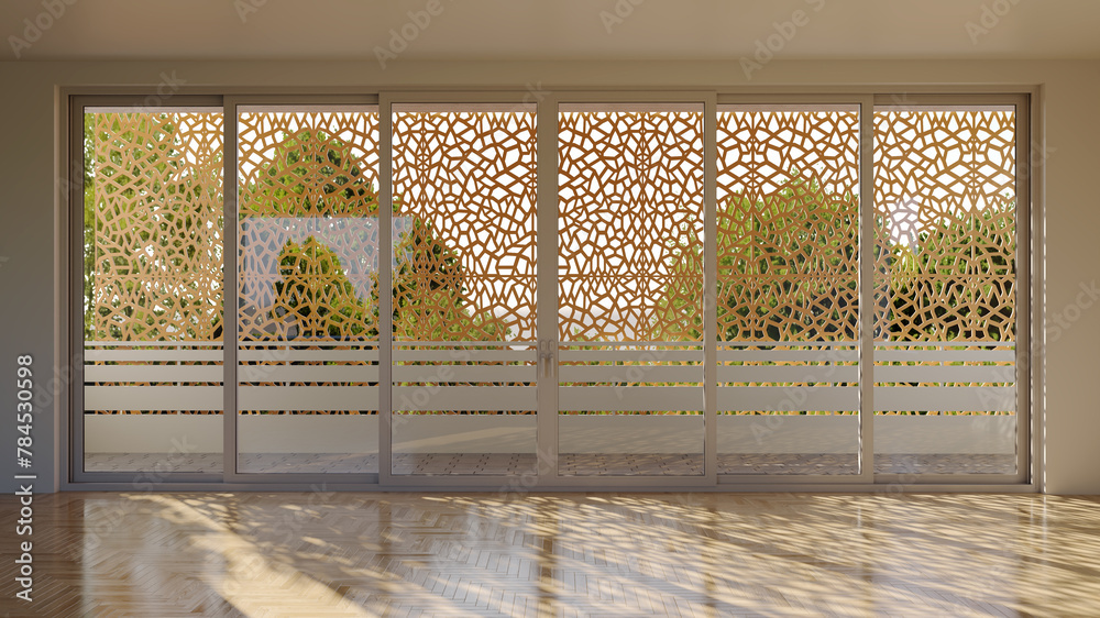 Fototapeta premium Large luxury modern bright interiors Living room mockup illustration 3D rendering image