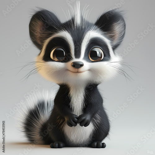 A cute and happy baby skunk 3d illustration © enesdigital