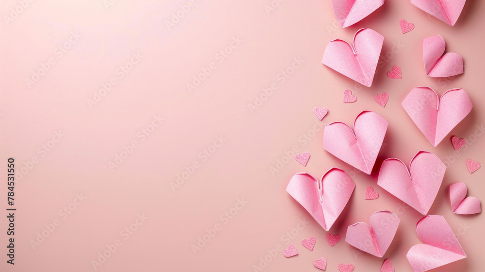 A pink background with a bunch of hearts on it