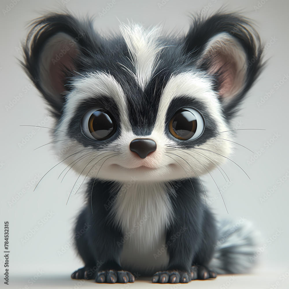 Obraz premium A cute and happy baby skunk 3d illustration