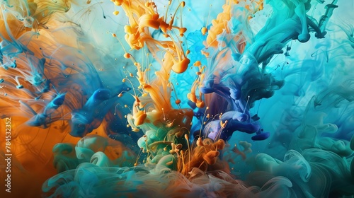 A vibrant and colorful background featuring thick smoke billowing across the scene. The smoke is a blend of rich  bold colors such as deep purple  bright blue