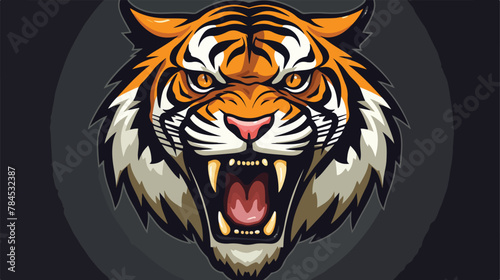 Tiger esport cartoon logo vector illustration 2d flat